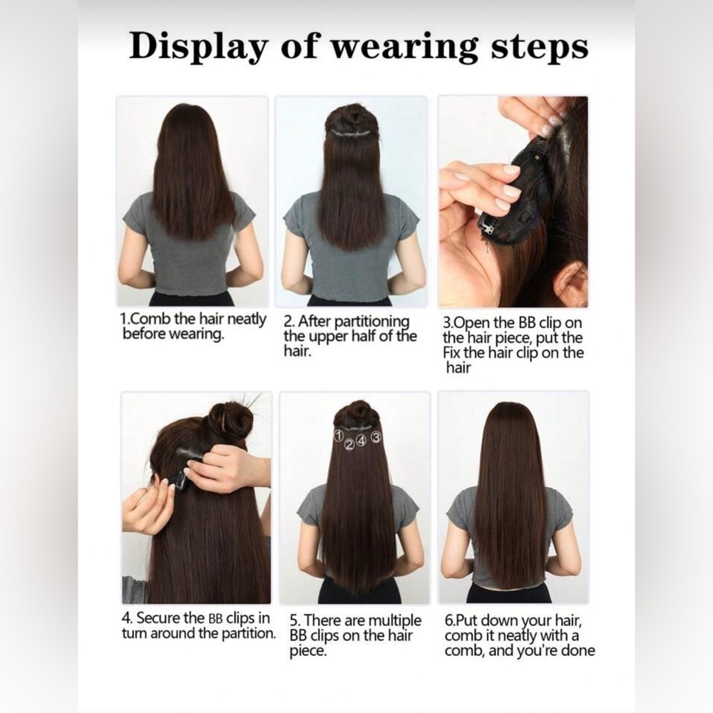 Human hair blend Light Brown With Light Blonde highlights Hair Extensions 22 in - Picture 10 of 10
